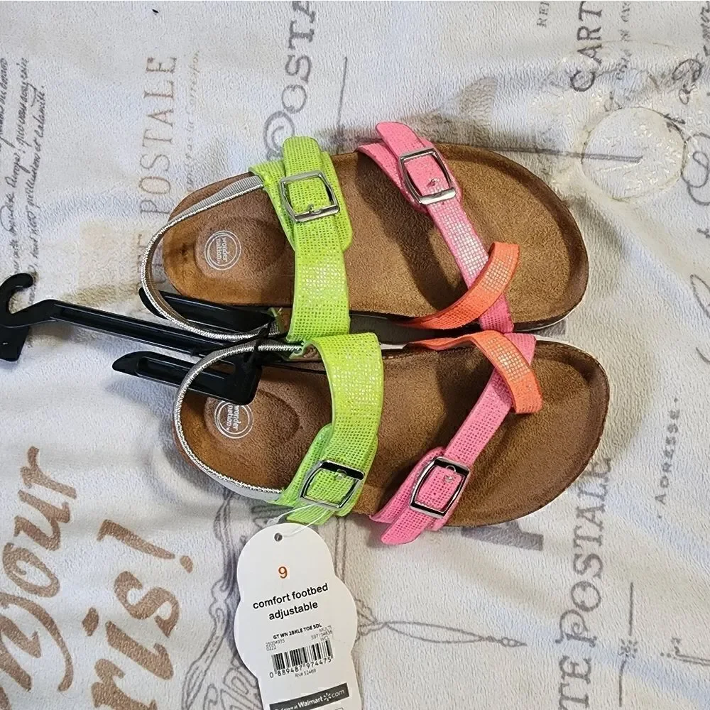 Wonder Nation 2 BuckleMulticolored Sandals Girls NEW